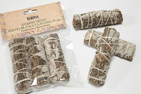 Atadito Esotérico Mixto Salvia Blanca Lavanda 10cm Purificación Suerte