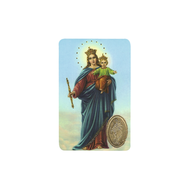 Virgin Mary Help of Christians Print With Medal, Religion / Religious Card