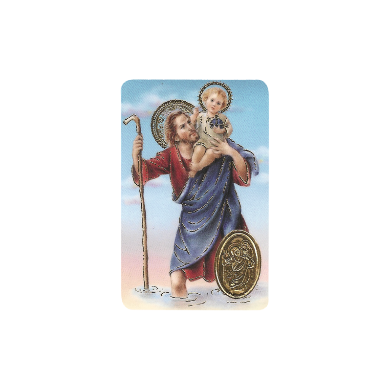 Estampa SAN CRISTOBAL Con Medalla, Religion / Religious Card