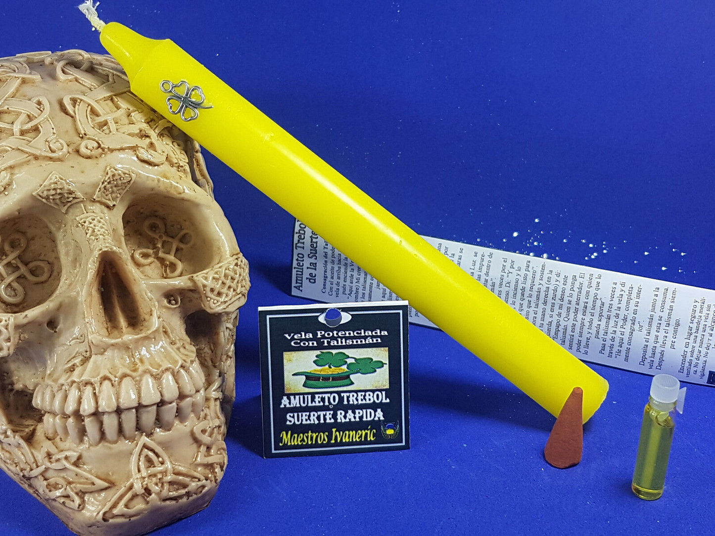 kit vela amuleto trebol suerte rapida