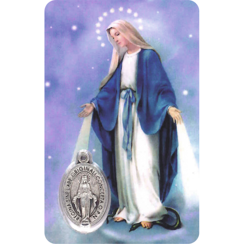MIRACULOUS VIRGIN Stamp With Medal (Oval), Religion / Religious Card