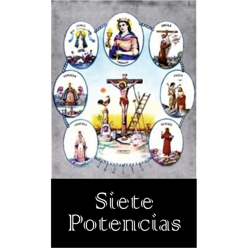 Estampa 7 POTENCIAS, Religion, Santeria / Religious Card