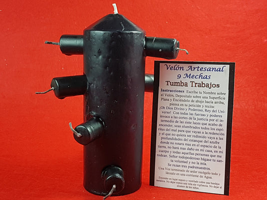 velon 9 mechas negro wicks candle