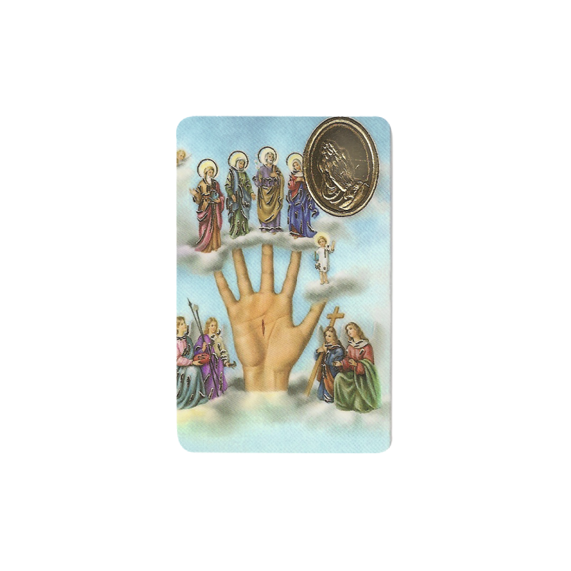 Impression de main puissante avec médaille, religion / carte religieuse