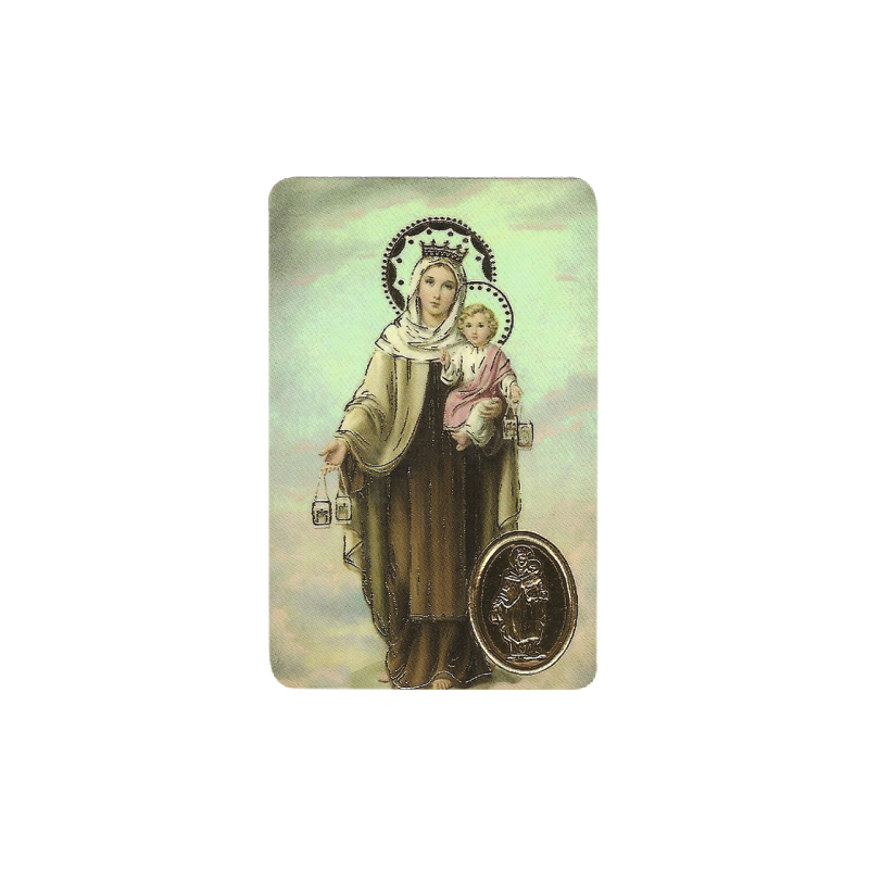 Estampe de la Vierge du Carmen avec médaille, Religion / Carte religieuse