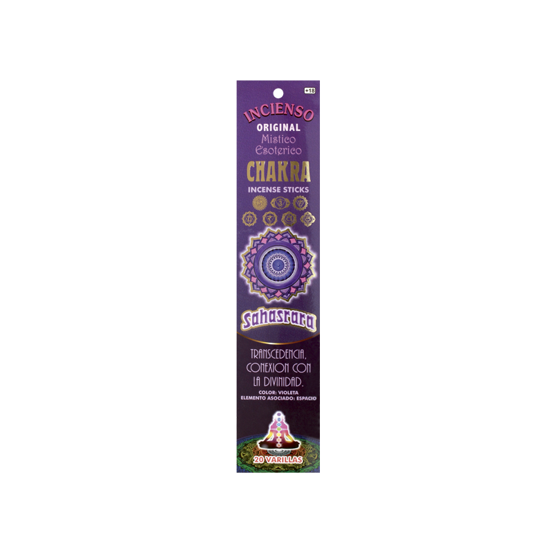Bâtonnets d'encens Septième Chakra Sahasrara (Transcendance, Connexion à la Divinité)