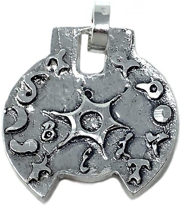 Colgante De Plata ABHI ZANKAR Piramide Plateada 3,5cm. Riqueza, Amor, Poder, Salud