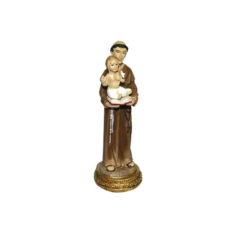 figura san antonio padua resina base dorada