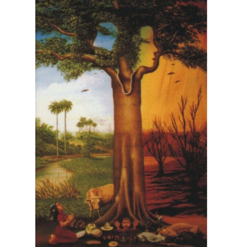 African teak card santeria