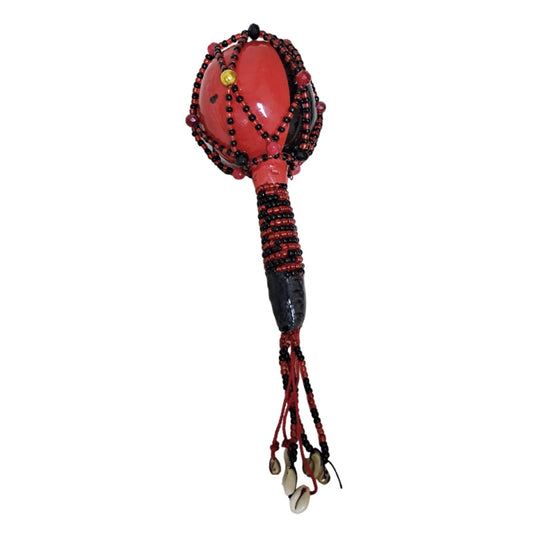 maraca eleggua red decorada