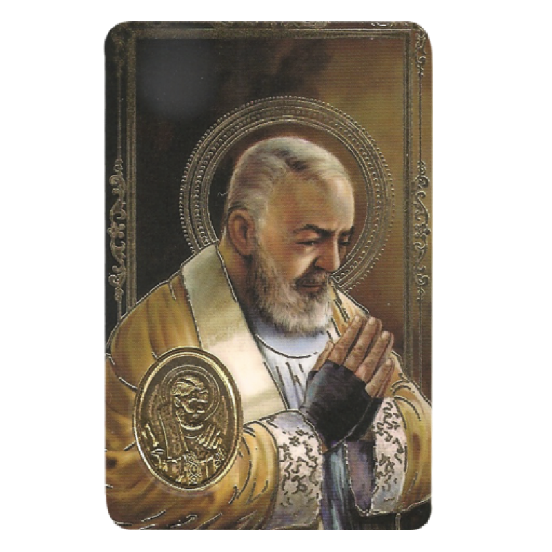 saint pio card medal