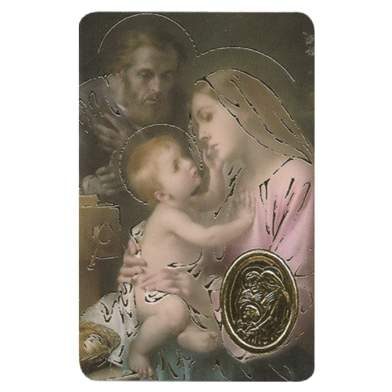 holy family card medal