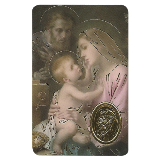 holy family card medal
