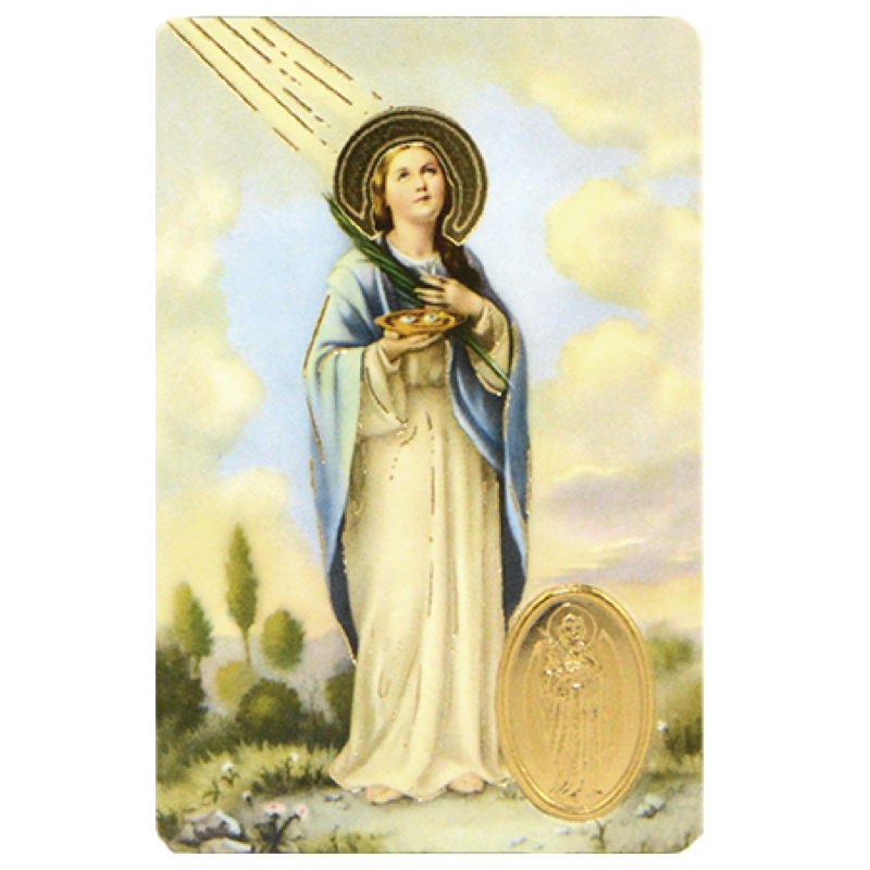 saint lucy card medal