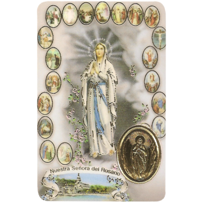 lady of the rosary card medal