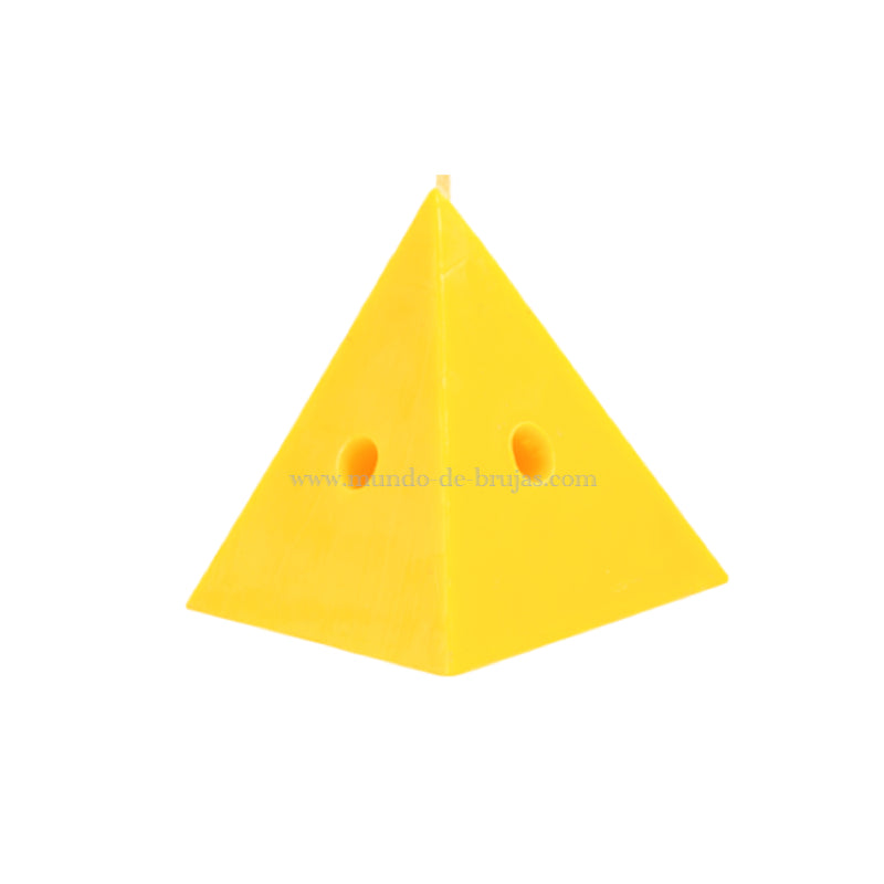 vela piramide carga amarillo