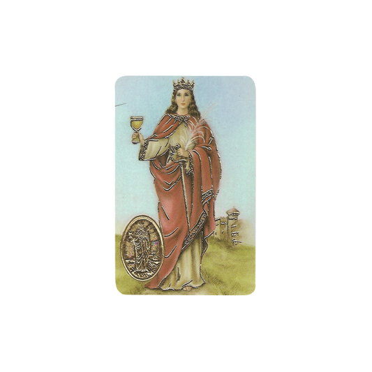 Impression de Sainte Barbe avec médaille, religion / carte religieuse 