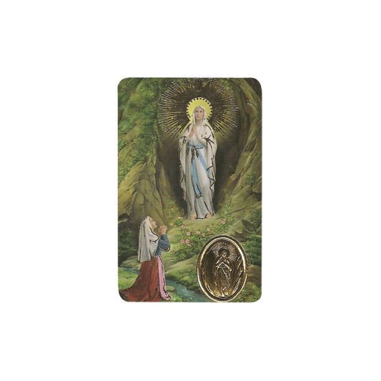 Virgin of Lourdes Print with Medal, Religion / Religious Card 