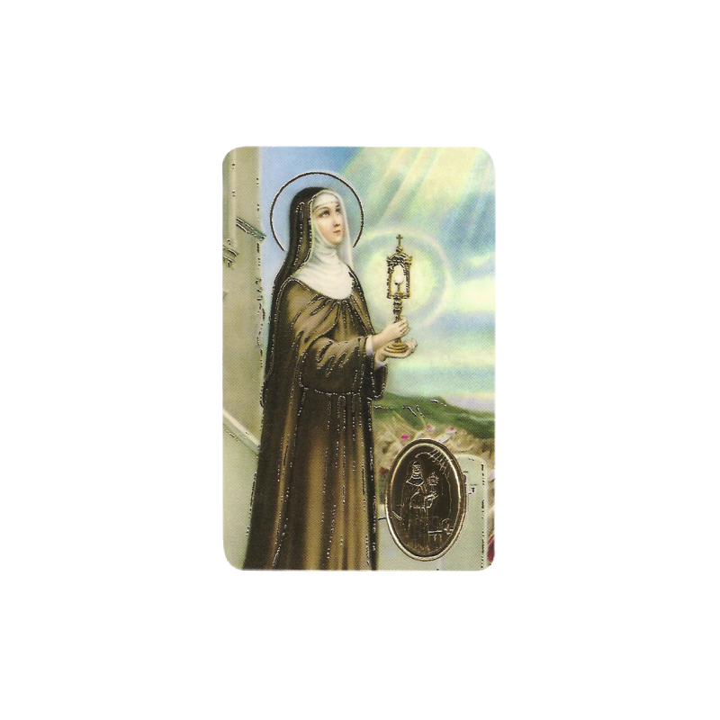 Impression de Sainte Claire avec médaille, religion / carte religieuse 