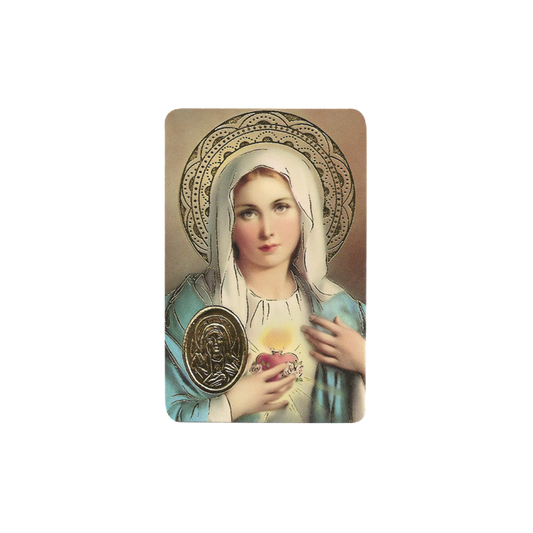 Sacred Heart of Mary Stamp with Medal, Religion / Religious Card 