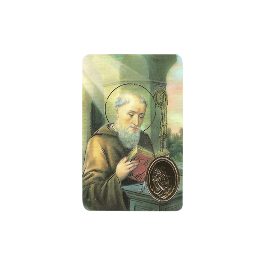 ST BENEDICT Stamp With Medal, Religion / Saint Benedict Religious Card 