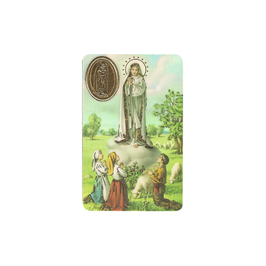 VIRGIN OF FATIMA Stamp With Medal, Religion / Religious Card 