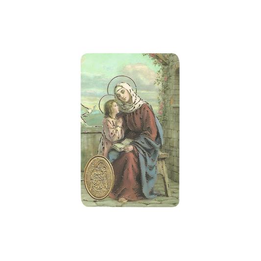Impression de Sainte Anne avec médaille, religion / carte religieuse 