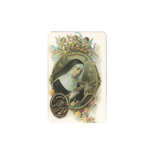 Impression de Sainte Rita de Cascia avec médaille, religion / carte religieuse 