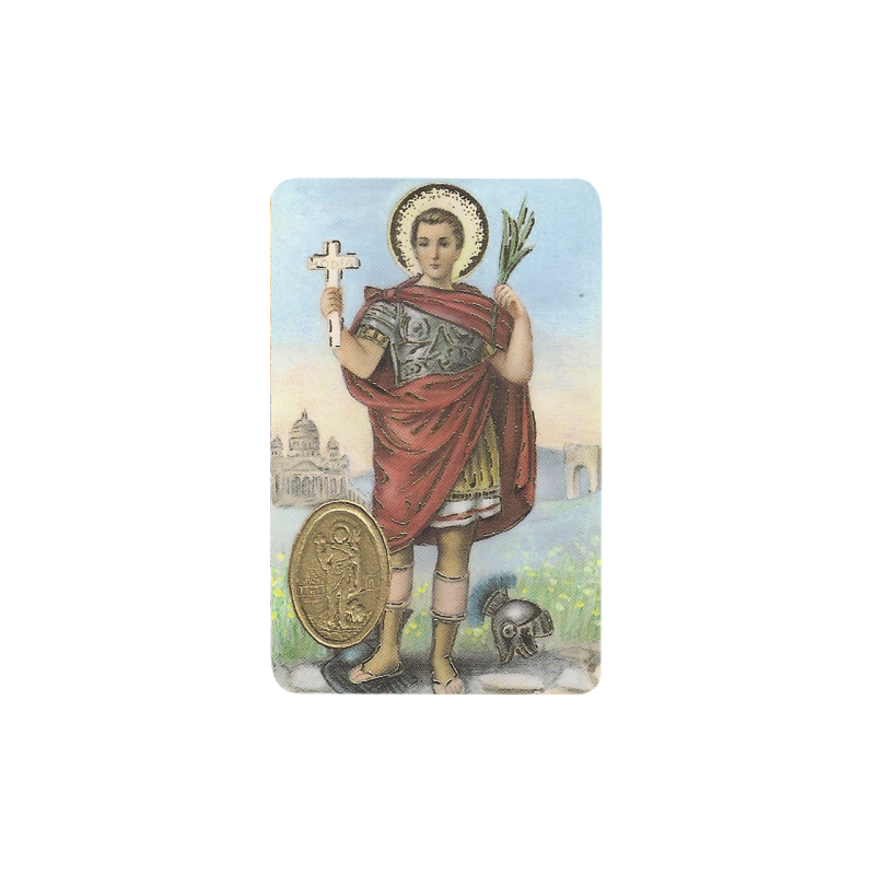 SAN EXPEDITO Stamp With Medal, Religion / Religious Card 