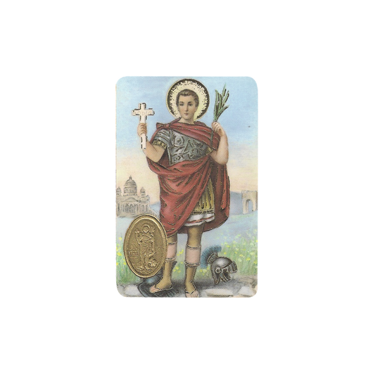 SAN EXPEDITO Stamp With Medal, Religion / Religious Card 