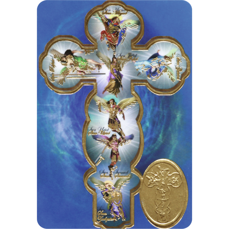 Estampa 7 ARCANGELES Con Medalla, Religion / Religious Card