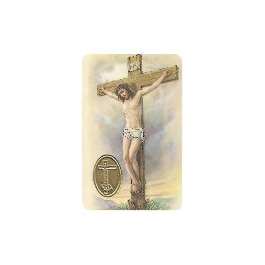 Impression du Christ crucifié avec médaille, religion / carte religieuse 