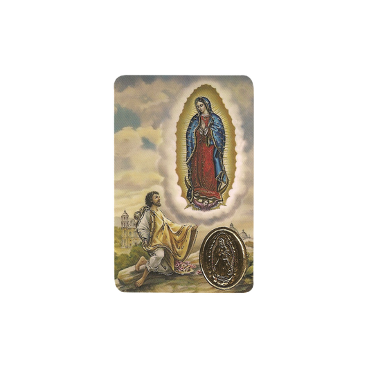 Virgin Guadalupe Print With Medal, Religion / Religious Card 