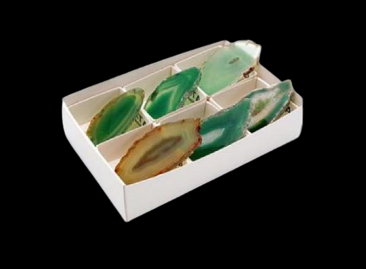 AGATA CHAPA VERDE en Caja de Coleccion 4x4 / Green Agate Box Of Collection