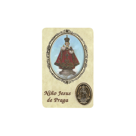 Estampe de l'Enfant Jésus de Prague avec médaille, Religion / Carte religieuse 