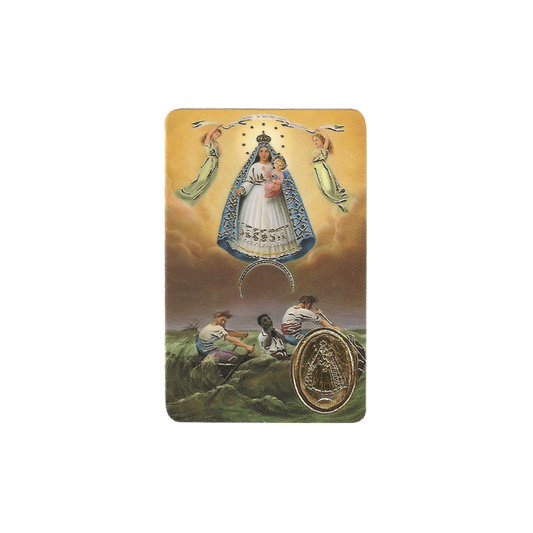Virgin Charity Del Cobre Print With Medal, Religion / Religious Card 