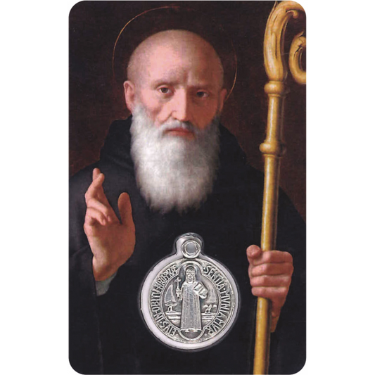 SAN BENEDICT Stamp With Medal (Oval), Religion / Saint Benedict Religious Card 