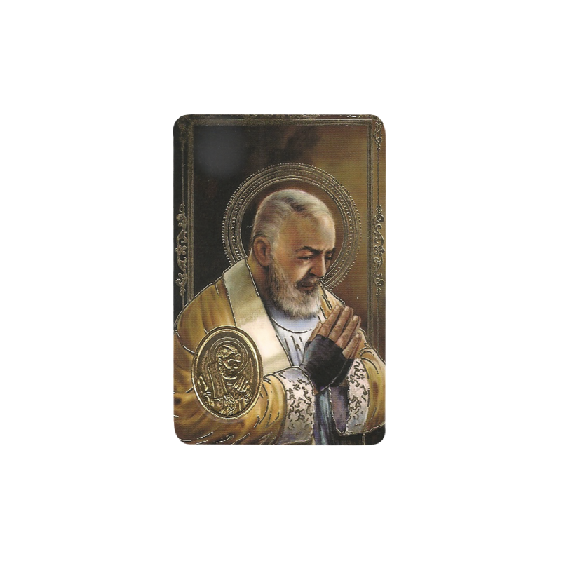 PADRE PIO Stamp With Medal, Religion / Religious Card 