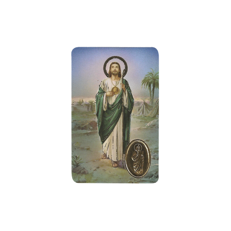 Timbre de San Judas Tadeo avec médaille, religion / carte religieuse 