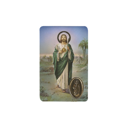 Timbre de San Judas Tadeo avec médaille, religion / carte religieuse 
