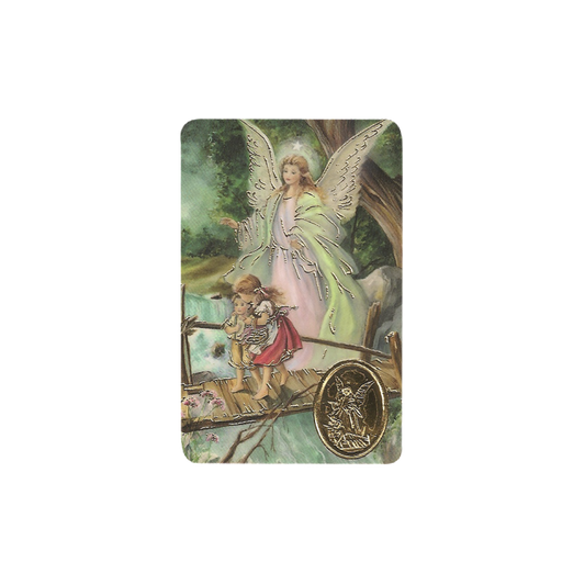 Guardian Angel Stamp with Medal, Religion / Religious Card 